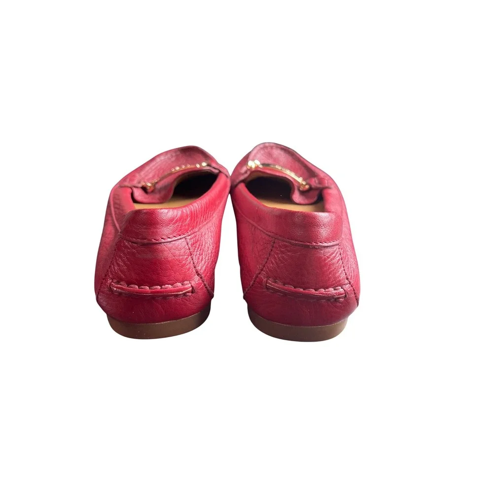 Coach Olive Loafers Berry Pink Pebbled Leather Gold Logo Hardware Flats Sz 7